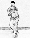 Posture du tigre, vue de face