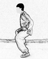 Posture du cavalier de fer, vue de profil