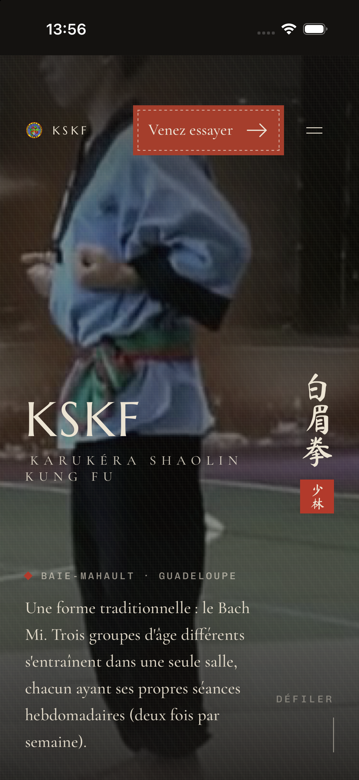 KSKF ouvert comme application sur iPhone, sans la barre d’adresse de Safari.