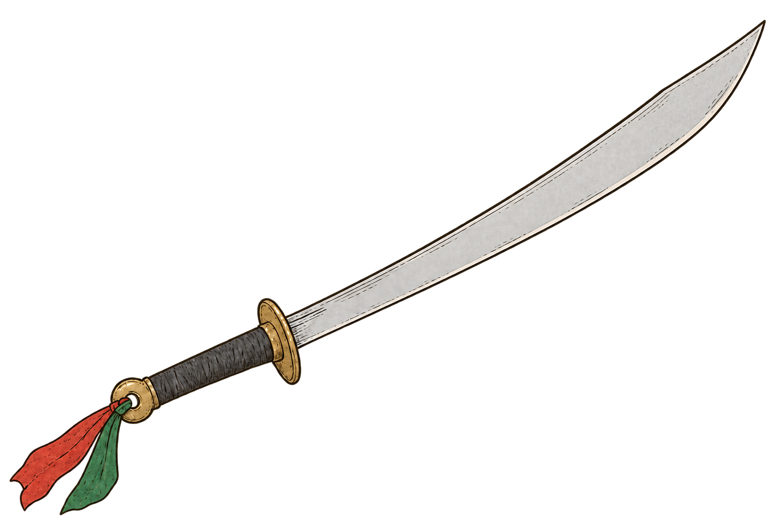 Un sabre chinois et son fanion