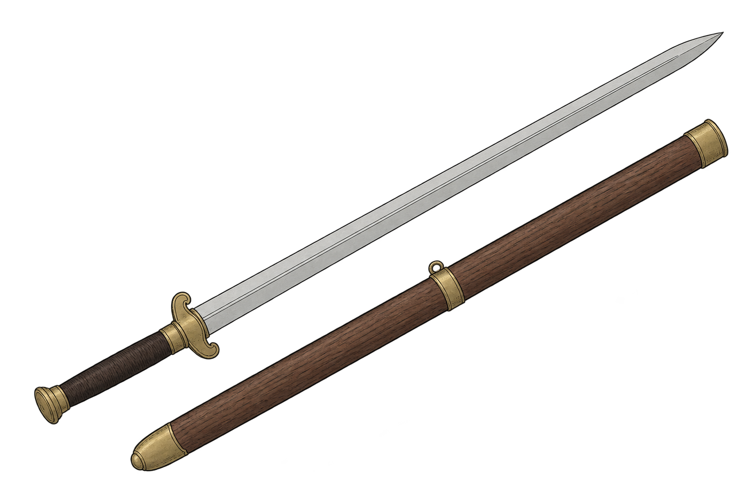 Une épée droite et son fourreau