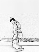 La feuille morte qui tombe, à gauche