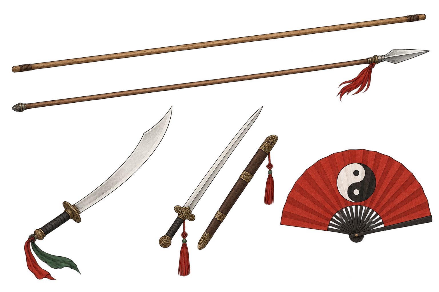 Un faisceau des armes classiques du Kung fu